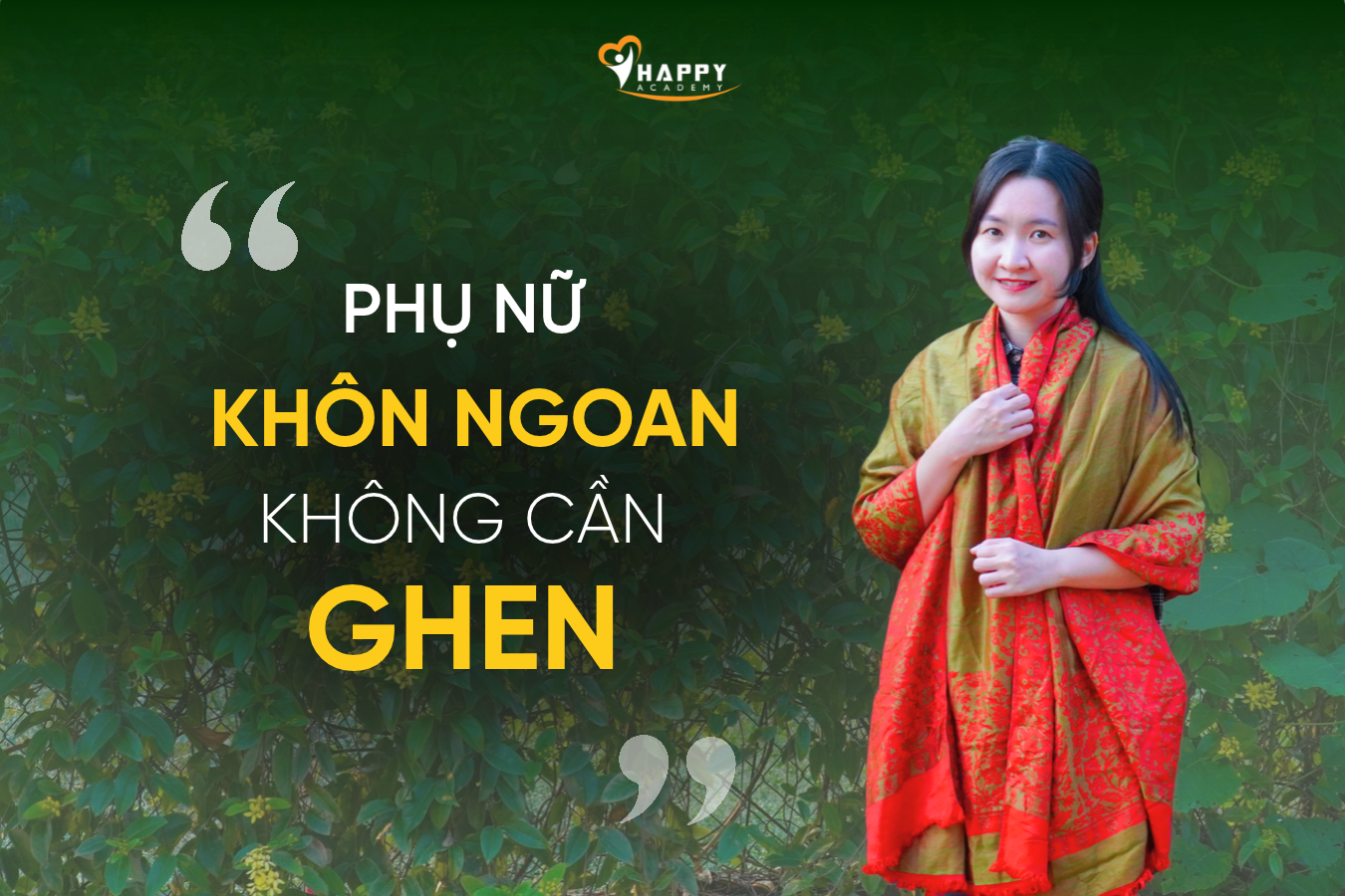 Phụ nữ khôn ngoan không cần ghen mỉm cười bình an và tự tin trong cuộc sống.